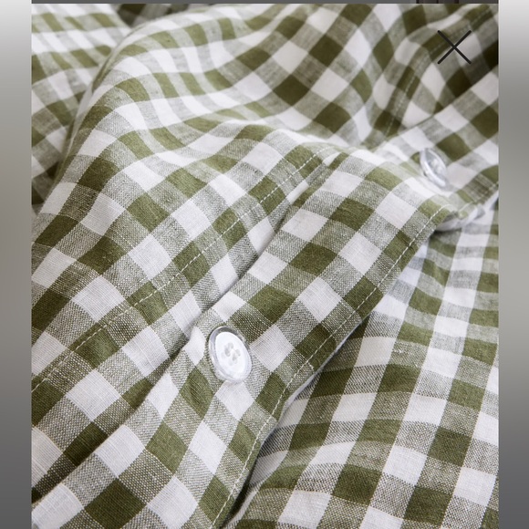 NWOT QUINCE European Linen Duvet Cover Set Olive Gingham Full/Queen - Picture 3 of 5